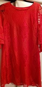 Knee length red lace dress